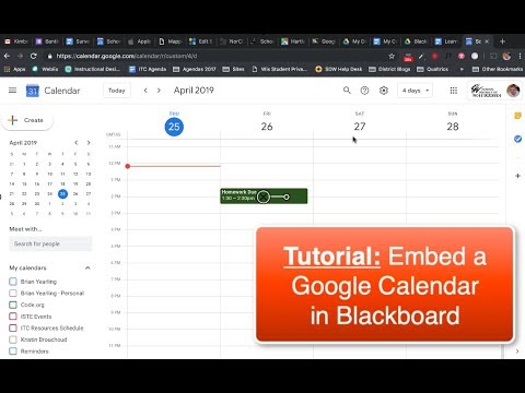 Embedding a Google Calendar in Blackboard