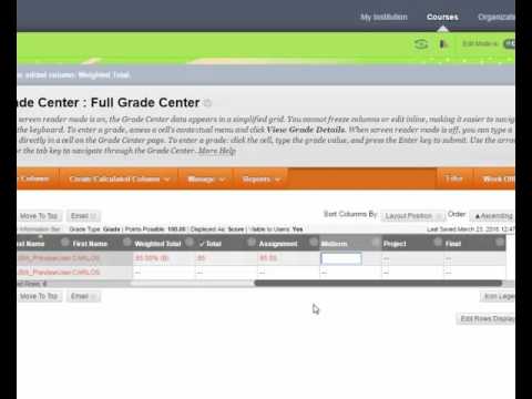 Create Weighted columns for Blackboard Grade Center