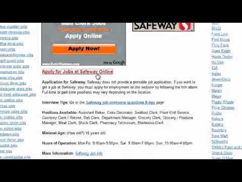 Safeway Job Application