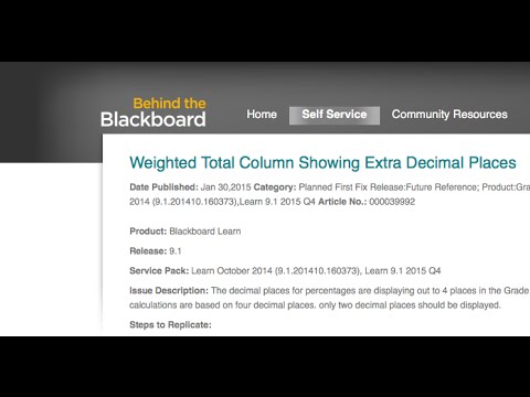 Blackboard Weighted Total Column Showing Extra Decimal Places