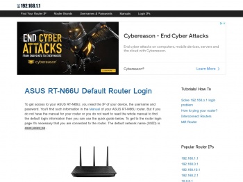 ASUS RT-N66U - Default login IP, default username & password