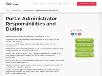 List of portal admin responsibilities and duties