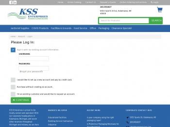 Catalog Login - KSS Enterprises