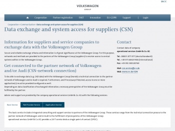 Supplier Data Exchange and Access System (CSN) - VW ...