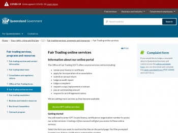 Fair Trading Online Services - Queensland Government