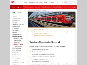 Das Aboportal der Deutschen Bahn - verwalten Sie Ihr Abo