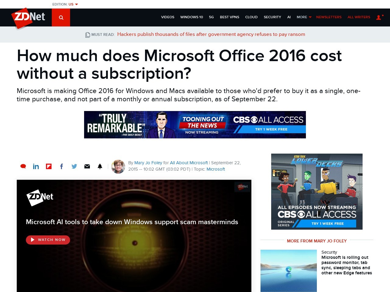 How much does Microsoft Office 2016 cost without a ... - ZDNet