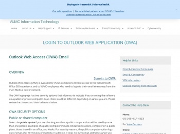 Outlook Web Access (OWA) email | VMC information ...