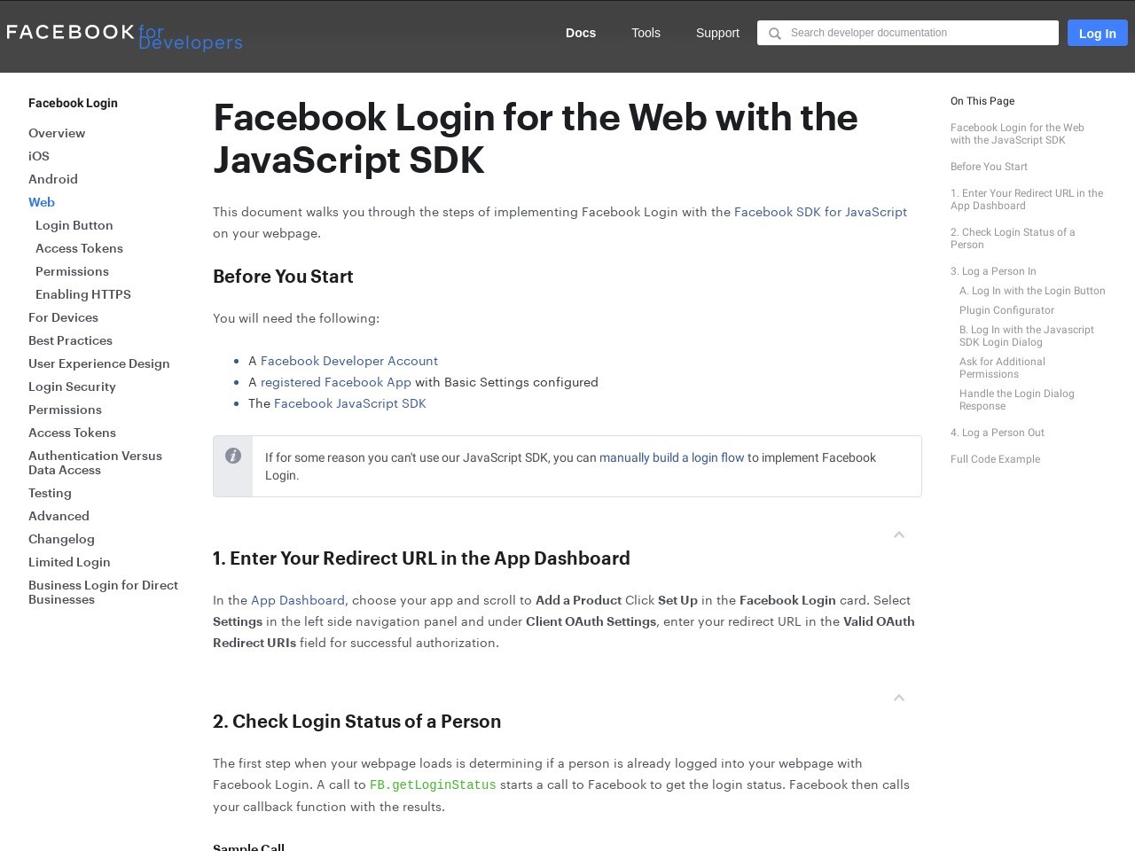Web - Facebook Login - Facebook for Developers