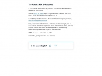 The Parent's FSA ID Password | Federal Student Aid