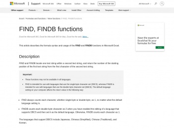 FIND, FINDB functions - Office Support - Microsoft Support