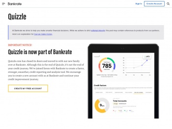Quizzle is now Bankrate | Sign up for a Free Credit Report