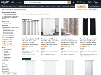 90 inch shower curtain - Amazon.com
