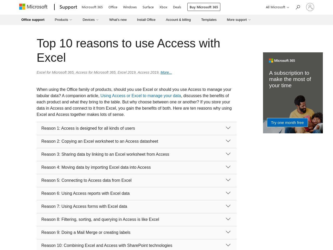 Top 10 reasons to use Access with Excel - Office Support
