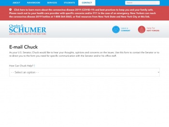 E-Mail Chuck | Contact | U.S. Senator Chuck Schumer of New ...