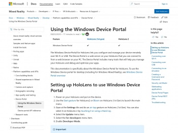 Using the Windows Device Portal - Mixed Reality | Microsoft ...