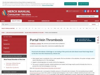 Portal Vein Thrombosis - Liver and Gallbladder Disorders ...