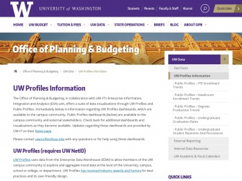 UW Profiles Information | Office of Planning & Budgeting