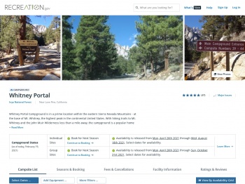 Whitney Portal, Inyo National Forest - Recreation.gov