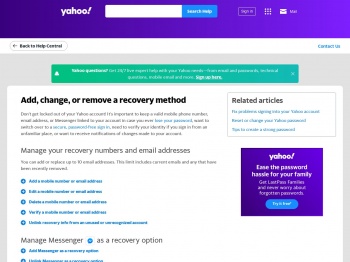 Add or remove an account recovery method - Yahoo account ...