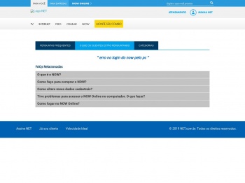erro no login do now pelo pc - Ajuda Site Oficial da NET