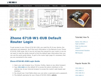 Zhone 6718-W1-EUB - Default login IP, default username ...