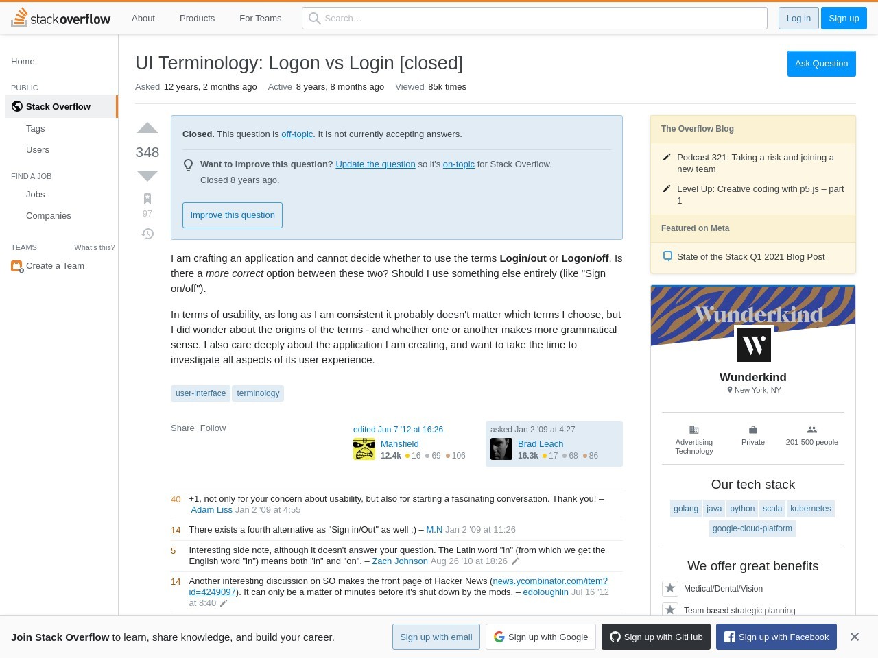 UI Terminology: Logon vs Login - Stack Overflow
