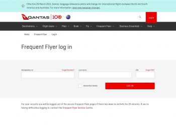 Frequent Flyer log in - Qantas