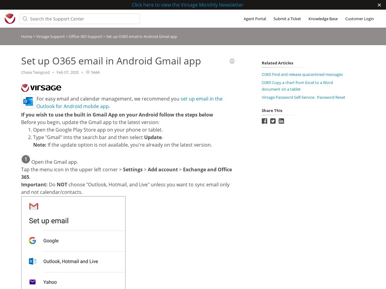 Set up O365 email in Android Gmail app - Virsage Support ...