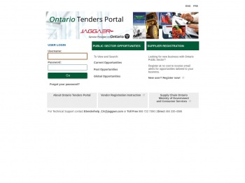 Ontario Tenders Portal - Login Page - Jaggaer