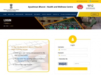 Login | Ayushman Bharat - Health and Wellness Centre