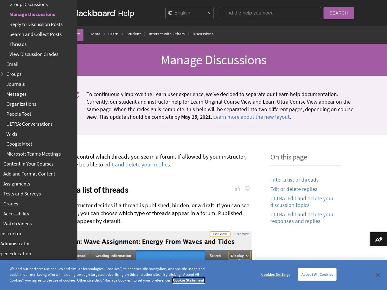 Manage Discussions | Blackboard Help