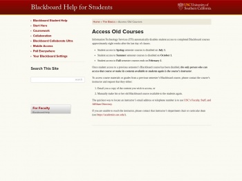 Access Old Courses · Blackboard Help for Students
