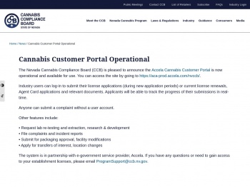 Cannabis Customer Portal Operational – Nevada Cannabis ...