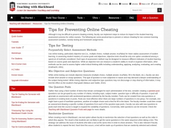 Tips for Preventing Cheating - Teaching with Blackboard