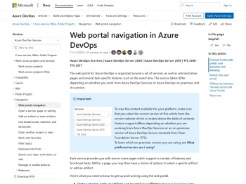 Navigating within the web portal - Azure DevOps | Microsoft ...