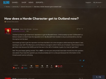 How does a Horde Character get to Outland now? - General ...
