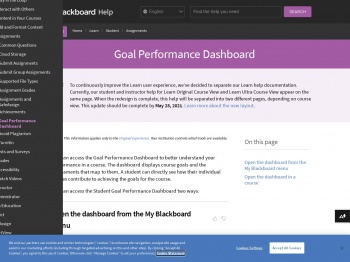 Goal Performance Dashboard | Blackboard Help