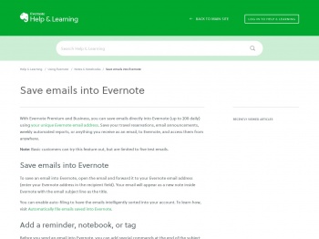 Save emails into Evernote – Evernote Help & Learning