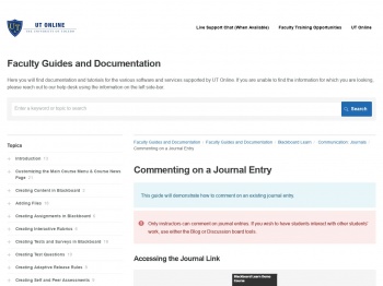 Commenting on a Journal Entry | Blackboard Learn | Faculty ...