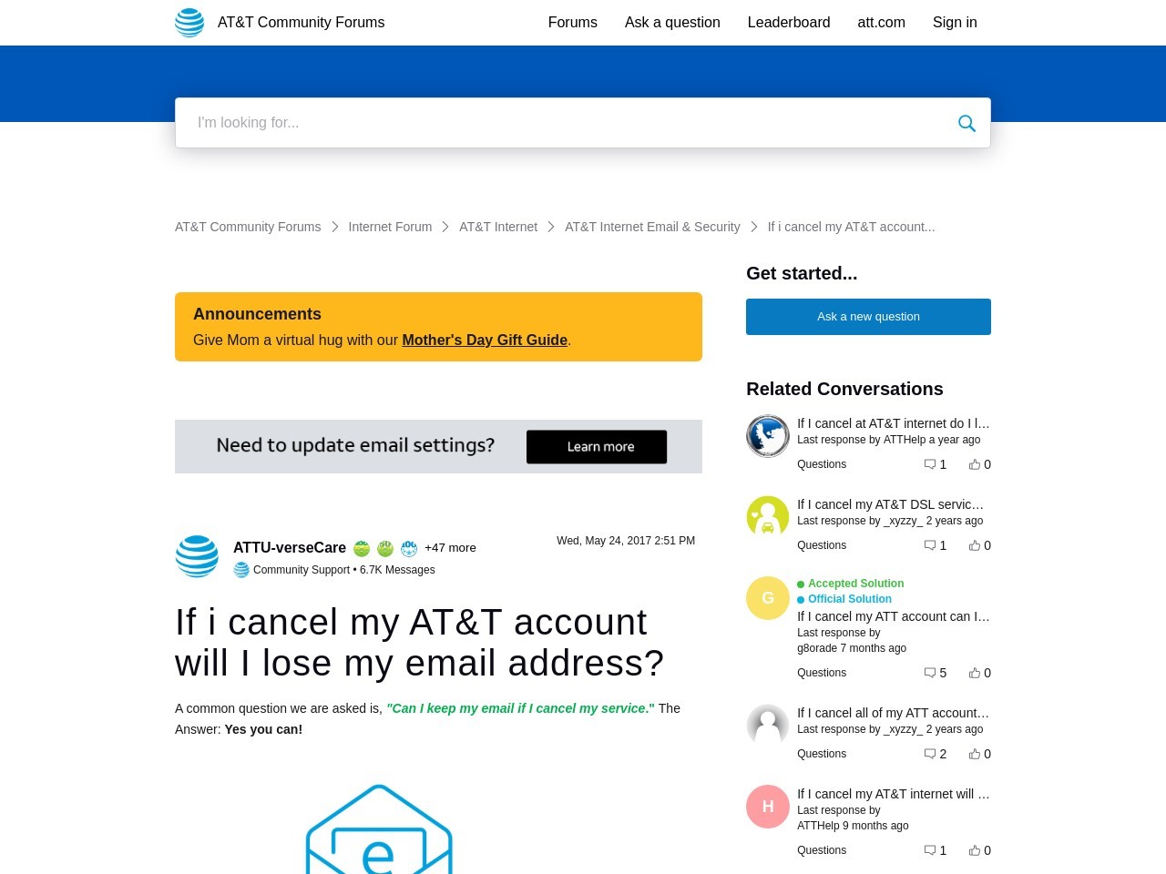 If i cancel my AT&T account will I lose my email address ...