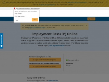 Employment Pass (EP) Online - Ministry of Manpower