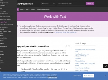 Work with Text | Blackboard Help
