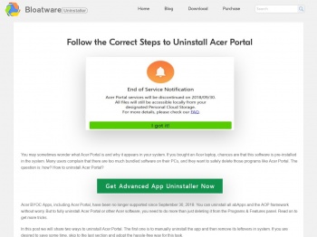 Follow the correct steps to uninstall Acer Portal.
