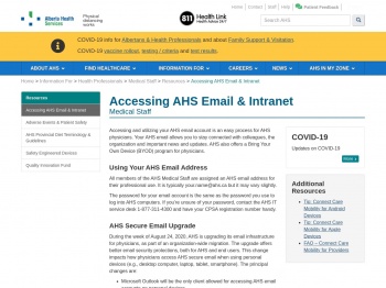 Email and Intranet Access AHS | Alberta Health Services