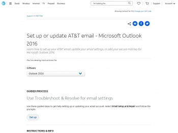 Set up AT&T email settings for Microsoft Outlook 2016 - Email ...