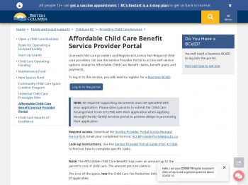 Affordable Child Care Benefit Provider Portal ...