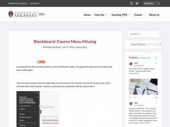 Blackboard: Course Menu Missing | Teaching Innovation and ...