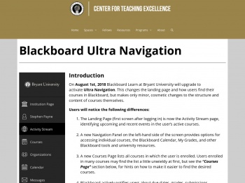 Blackboard Ultra Navigation – Center for Teaching Excellence