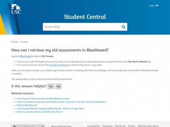 How can I retrieve my old assessments in Blackboard?
